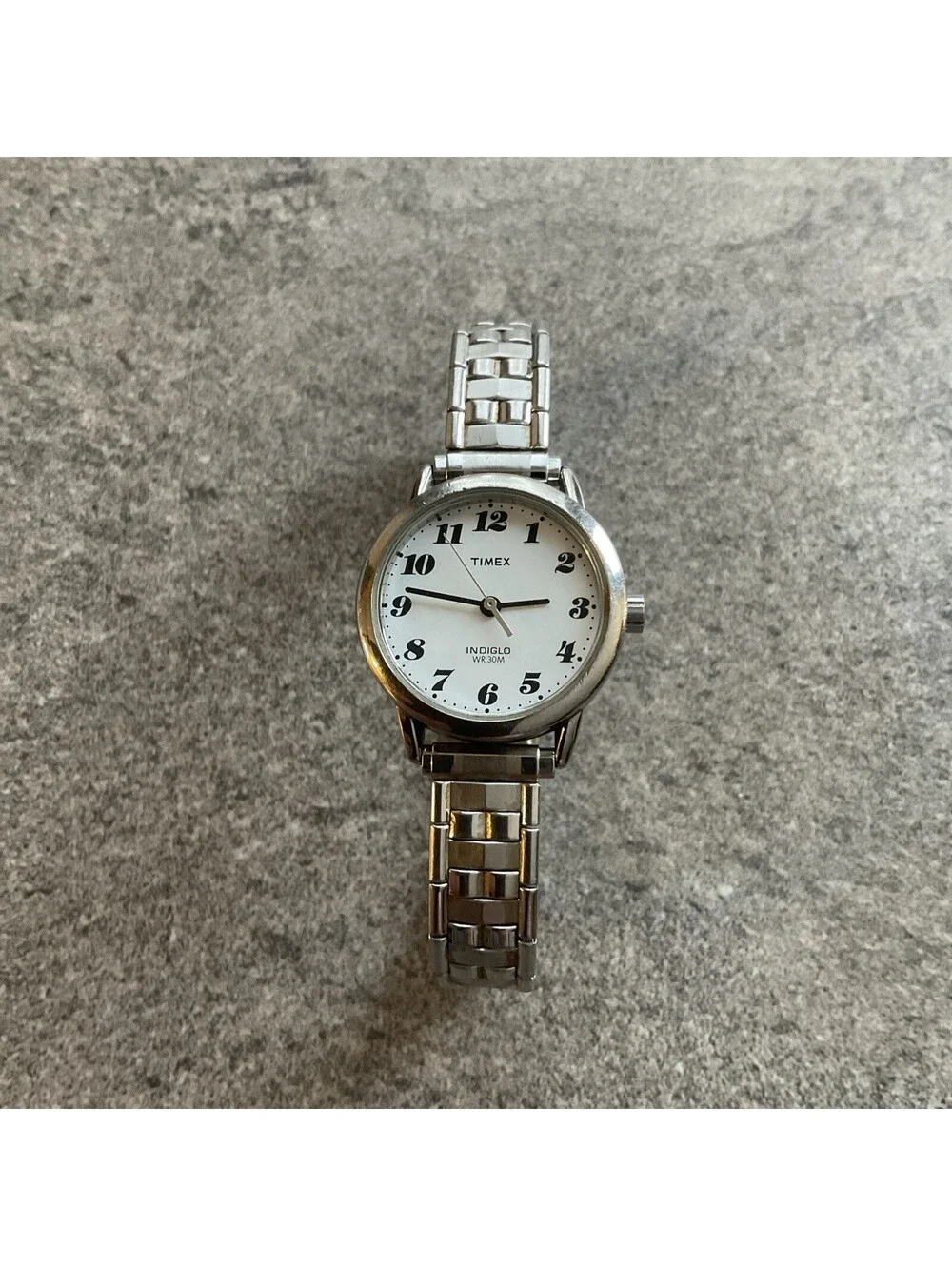 Timex Easy Reader Womens Watch Silver Tone Case & Band W/Expansion Band A20